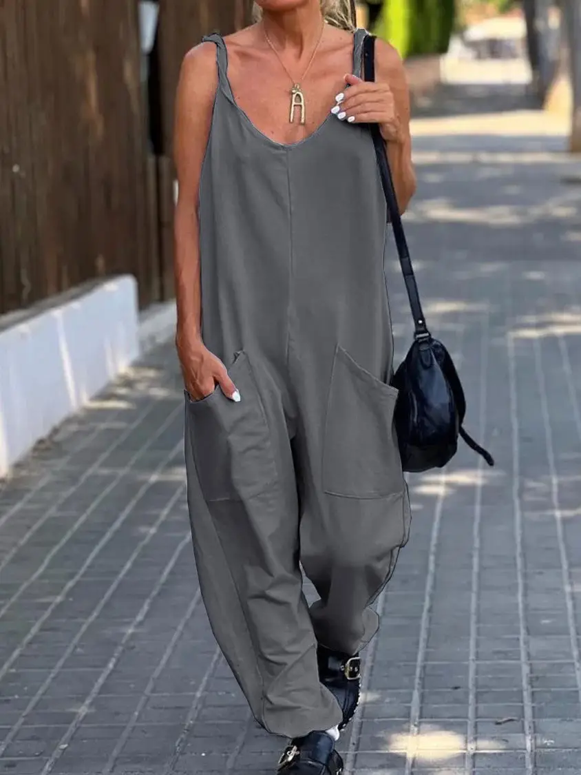 Sleeveless V-Neck Green Jumpsuit Set — feature 9