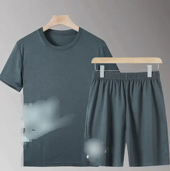 Men Blue Printed Shorts & T-Shirt Set Summer Casual - Image 8