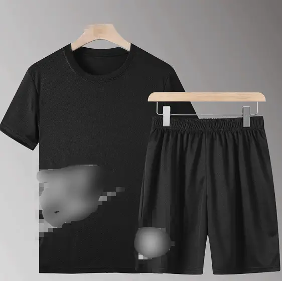 Men Blue Printed Shorts & T-Shirt Set Summer Casual - Image 3