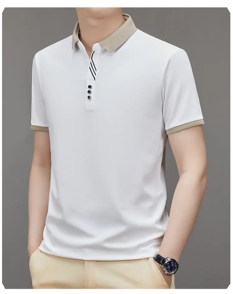 Men's 2023 Summer Polo Shirt Navy Blue Waffle Knit — feature 22