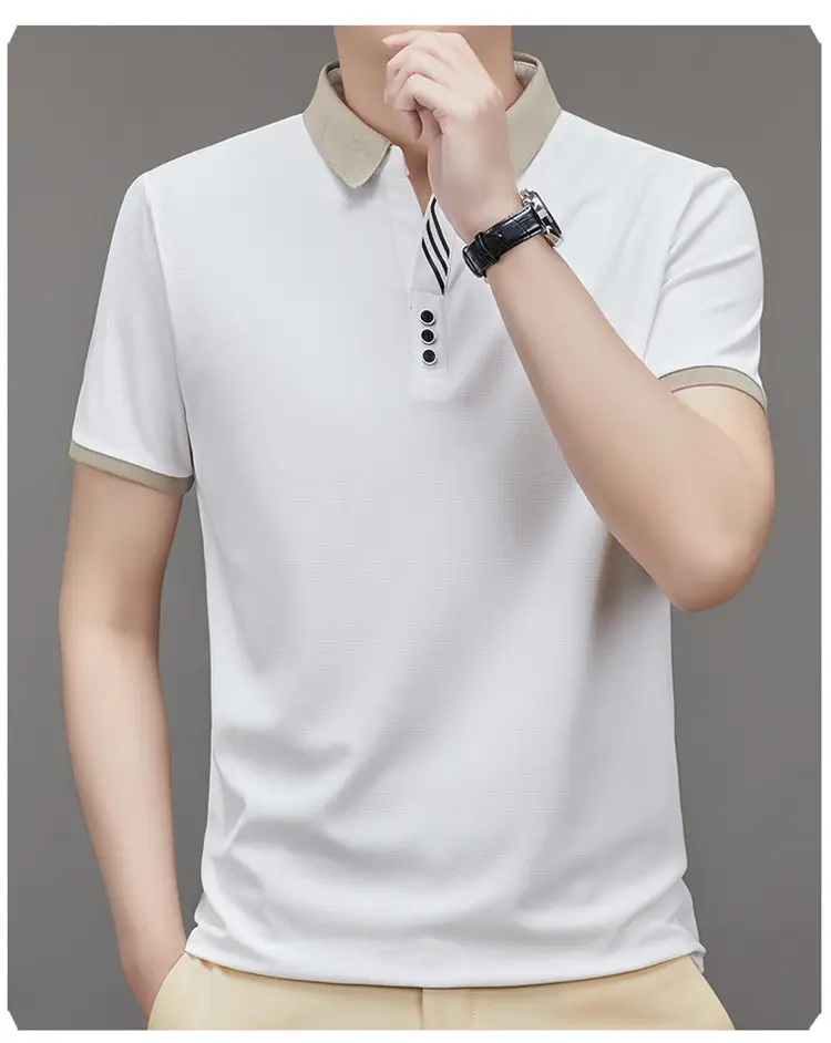 Men's 2023 Summer Polo Shirt Navy Blue Waffle Knit — feature 23