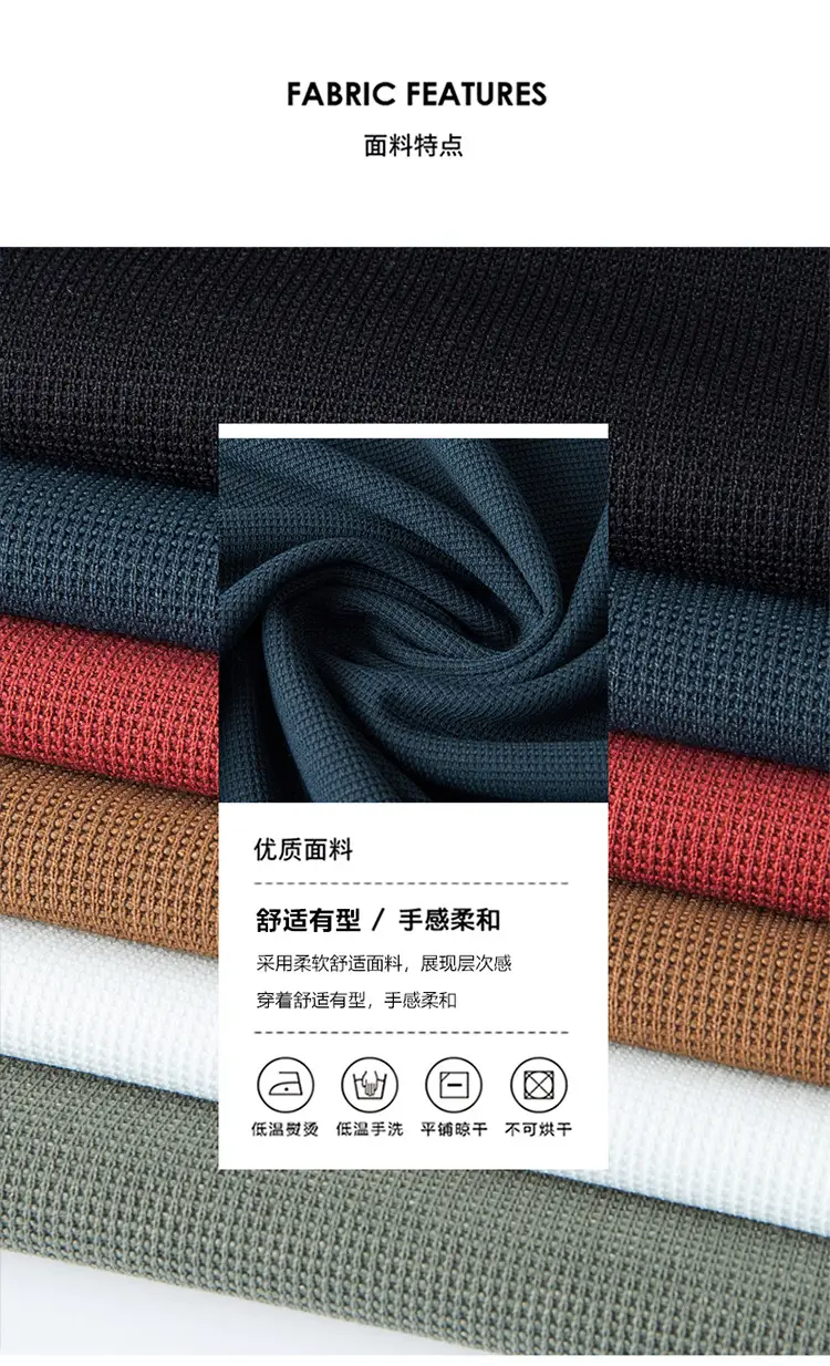 Men's 2023 Summer Polo Shirt Navy Blue Waffle Knit — feature 3
