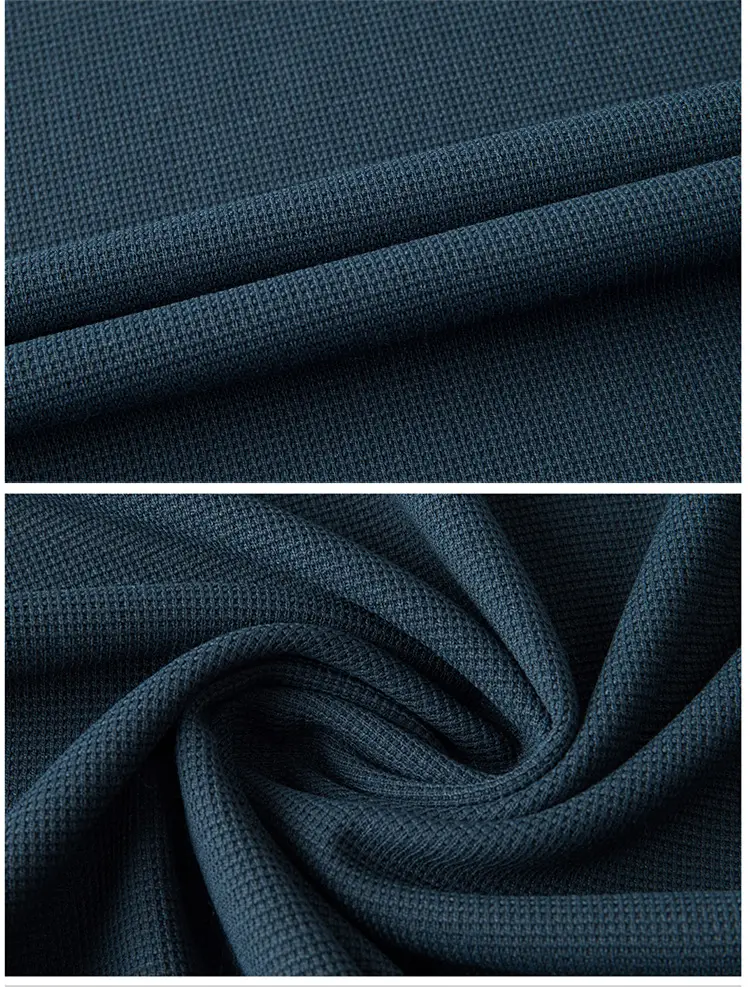 Men's 2023 Summer Polo Shirt Navy Blue Waffle Knit — feature 30