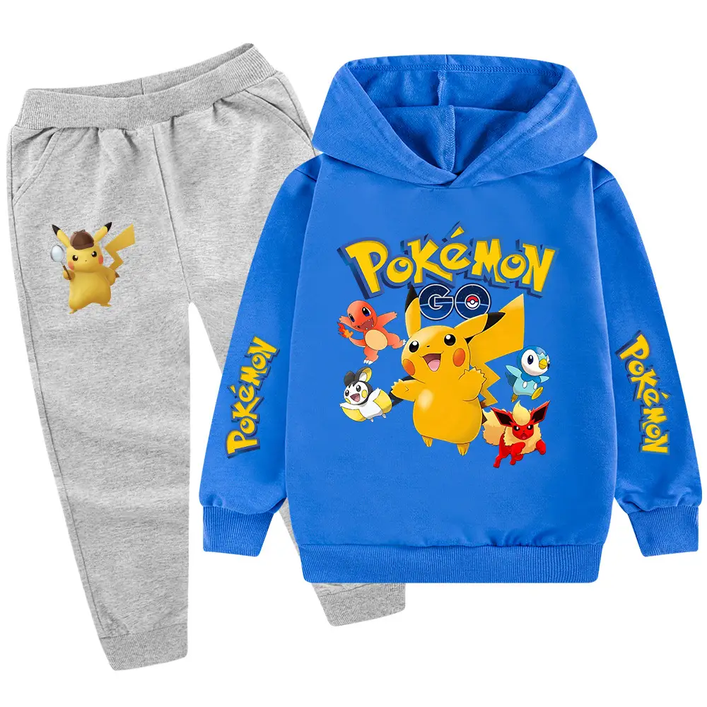Children Pokemon Hoodie Pants Set Green Black — feature 17