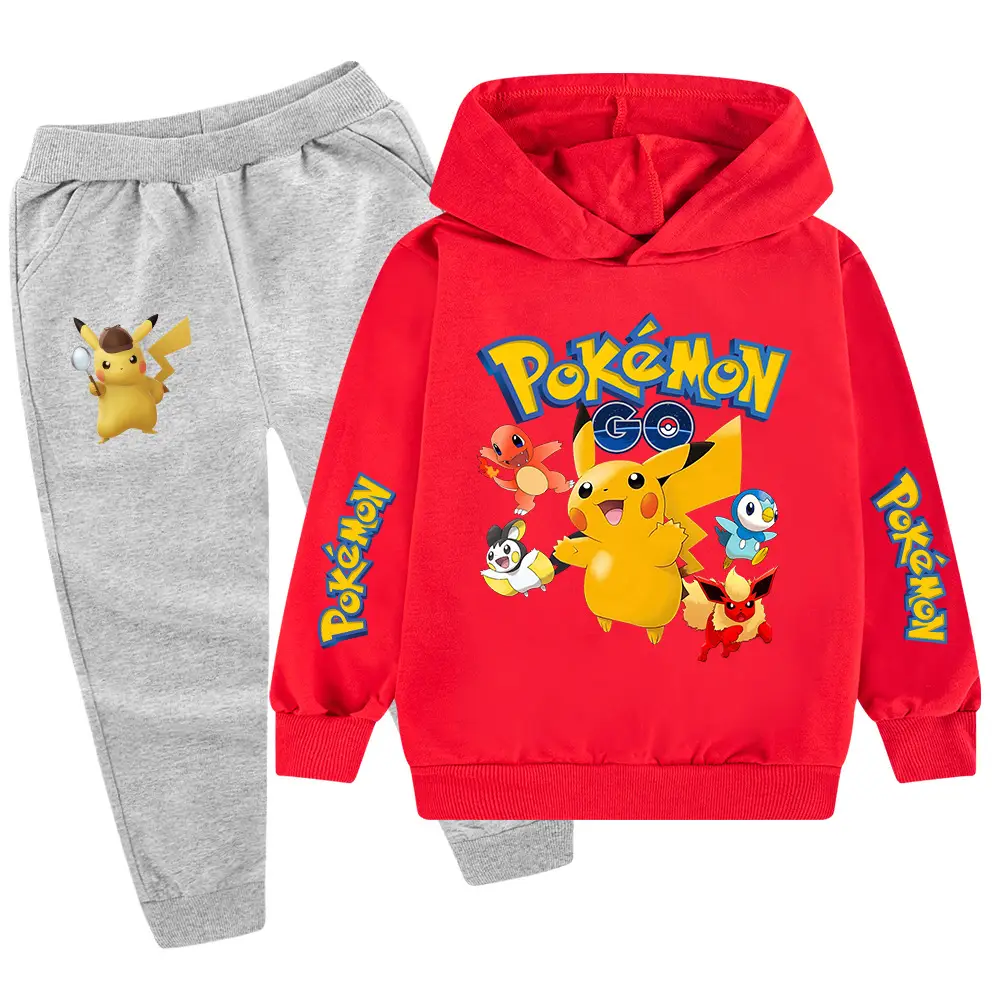 Children Pokemon Hoodie Pants Set Green Black — feature 18