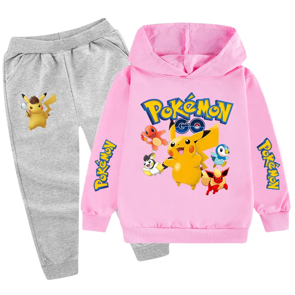Children Pokemon Hoodie Pants Set Green Black — feature 20