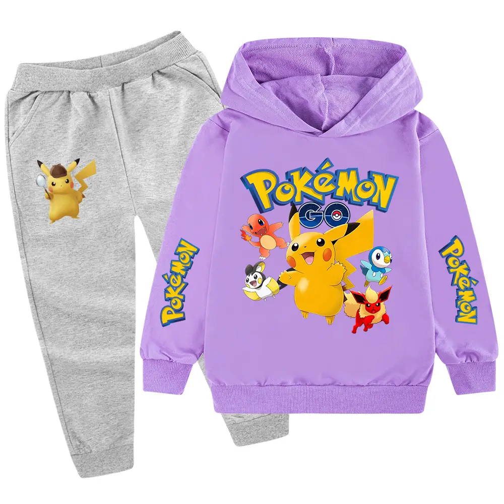 Children Pokemon Hoodie Pants Set Green Black — feature 21