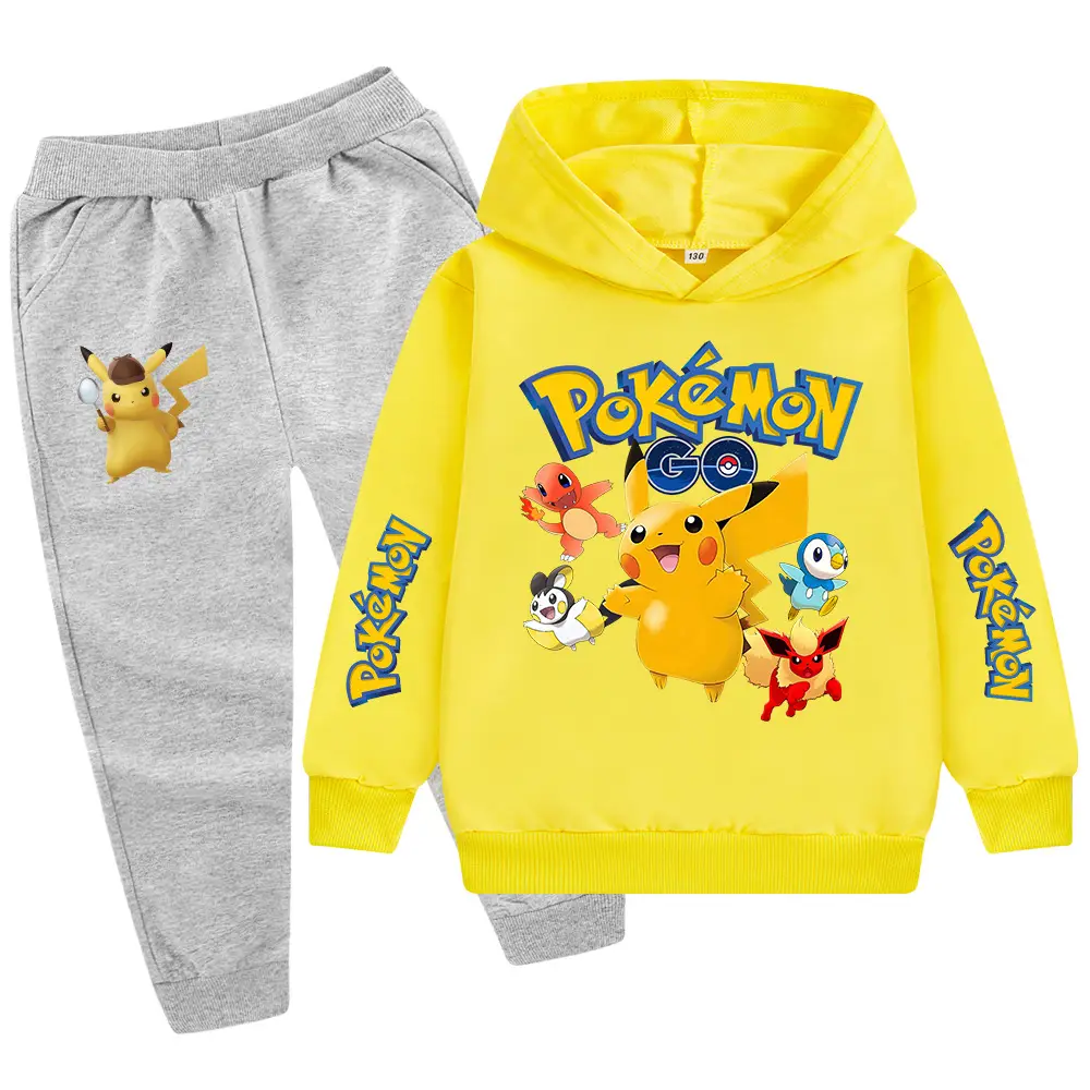 Children Pokemon Hoodie Pants Set Green Black — feature 22