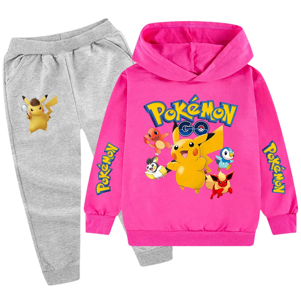 Children Pokemon Hoodie Pants Set Green Black — feature 26