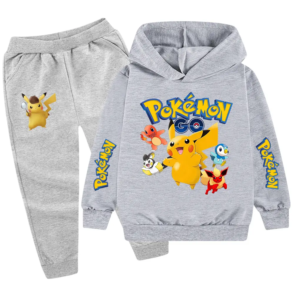 Children Pokemon Hoodie Pants Set Green Black — feature 27