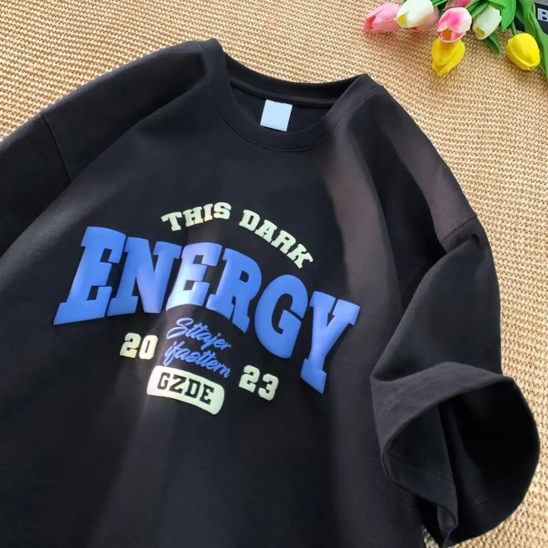 Men Summer Printed T-Shirt White Energy Graphic - Image 6
