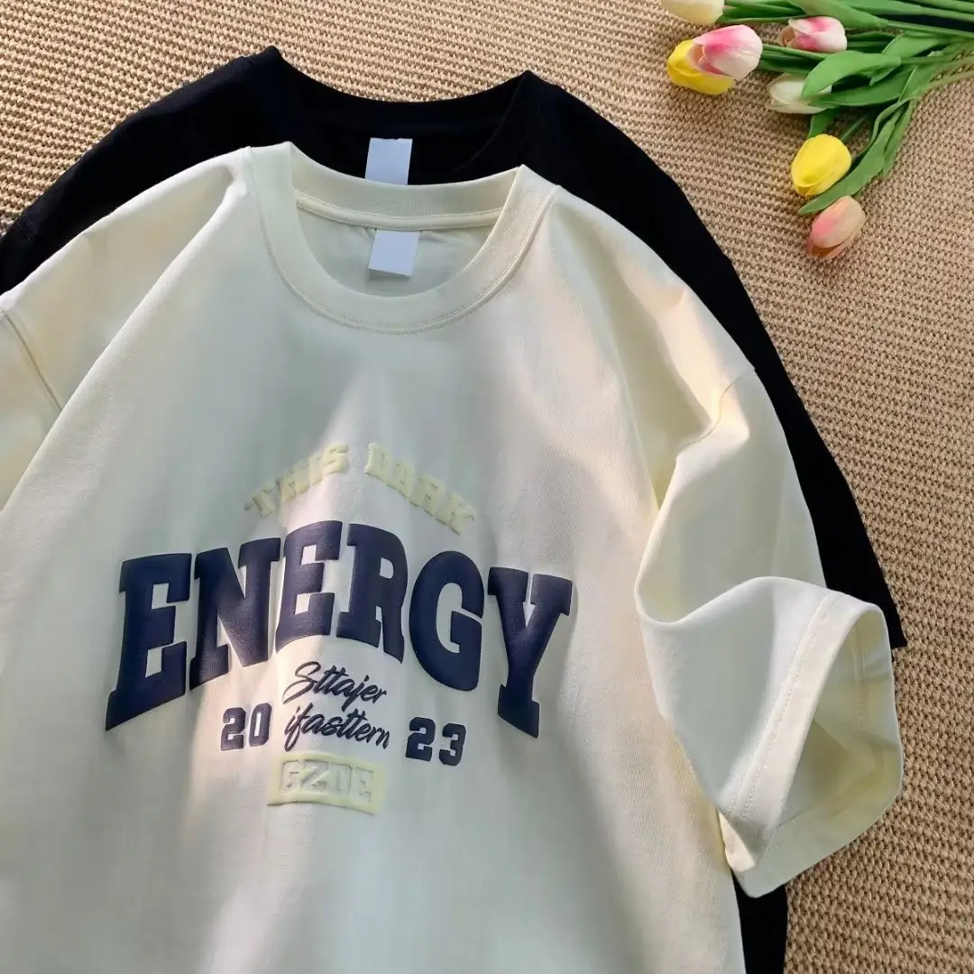 Men Summer Printed T-Shirt White Energy Graphic - Image 8