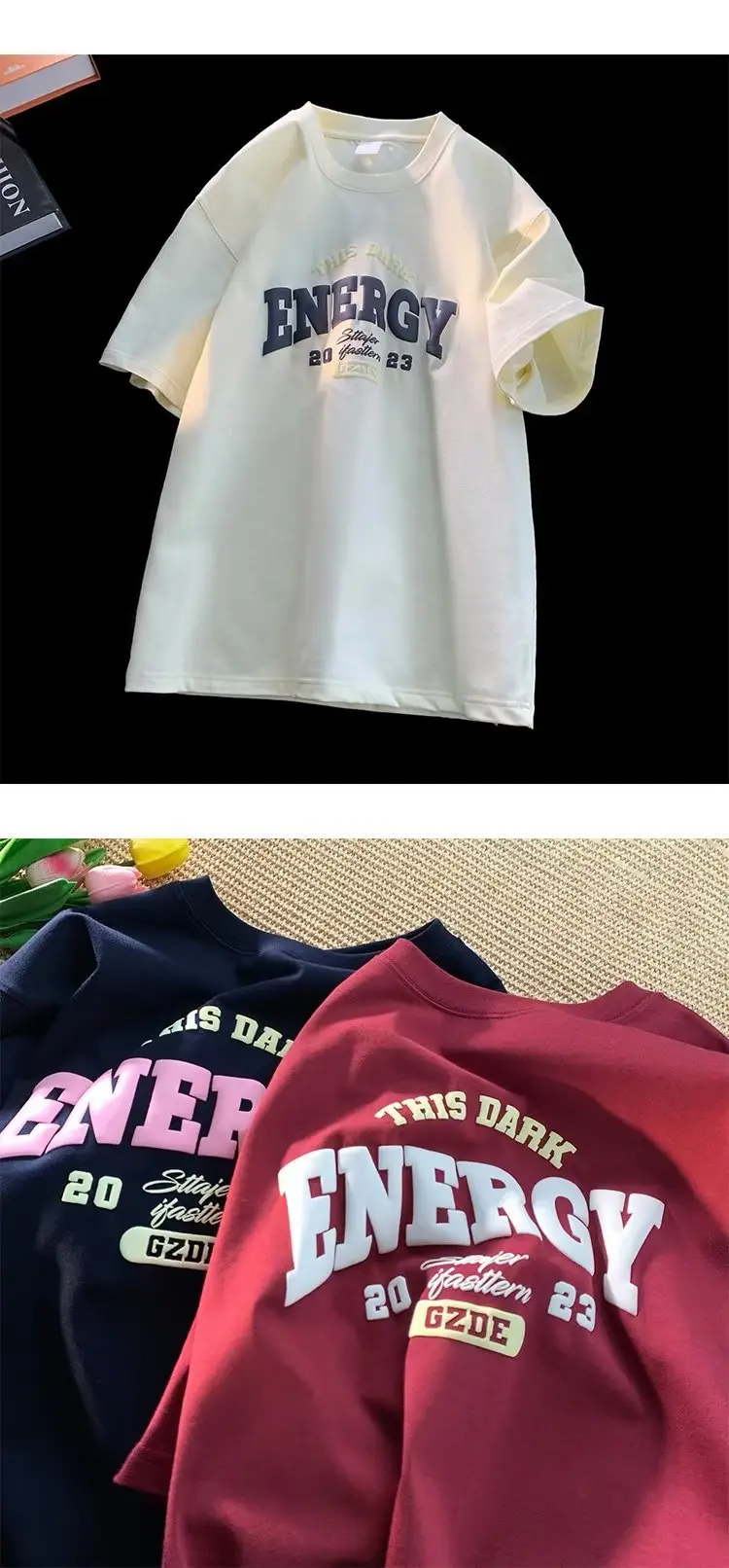 Men Summer Printed T-Shirt White Energy Graphic — feature 2