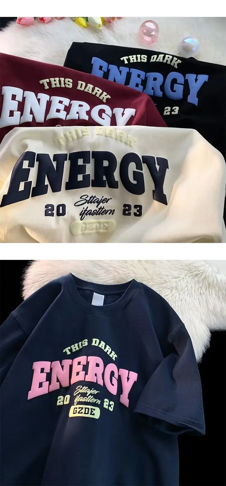 Men Summer Printed T-Shirt White Energy Graphic — feature 4
