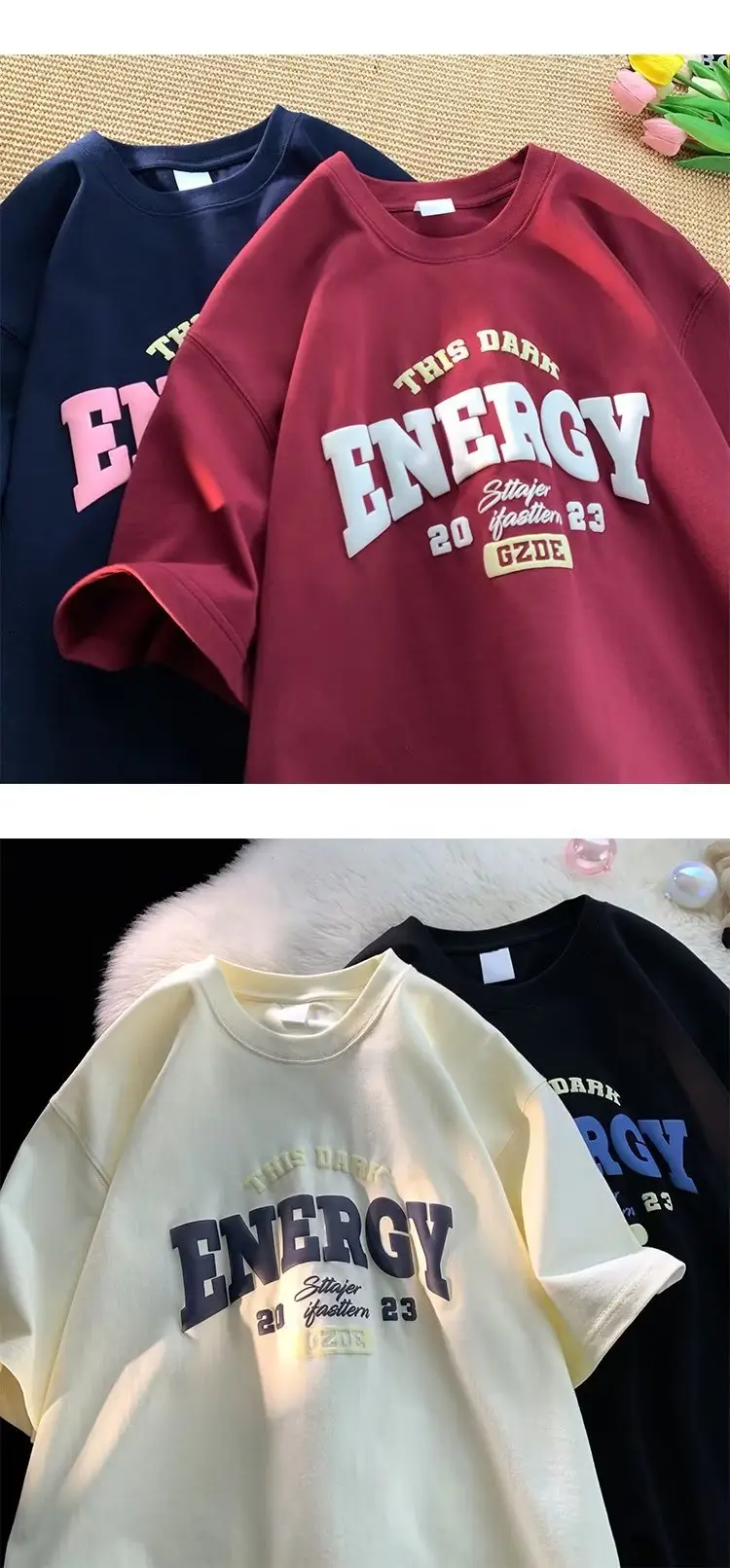 Men Summer Printed T-Shirt White Energy Graphic — feature 7