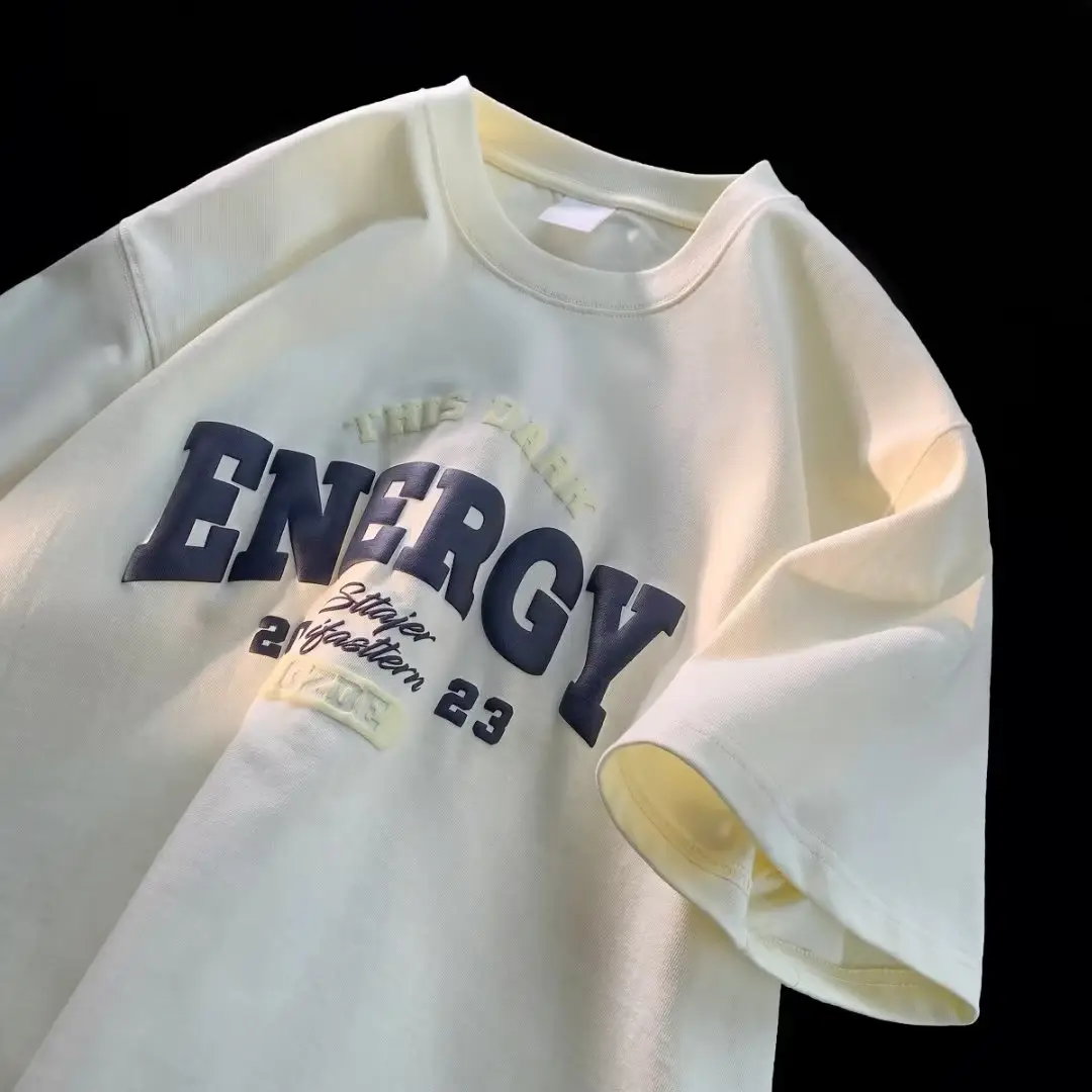 Men Summer Printed T-Shirt White Energy Graphic - Image 4