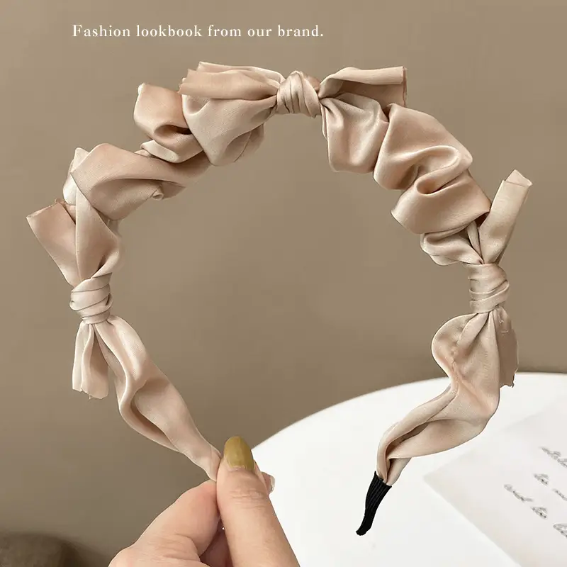 Black Ruffled Bow Hairband for Women Spring Summer - Image 6