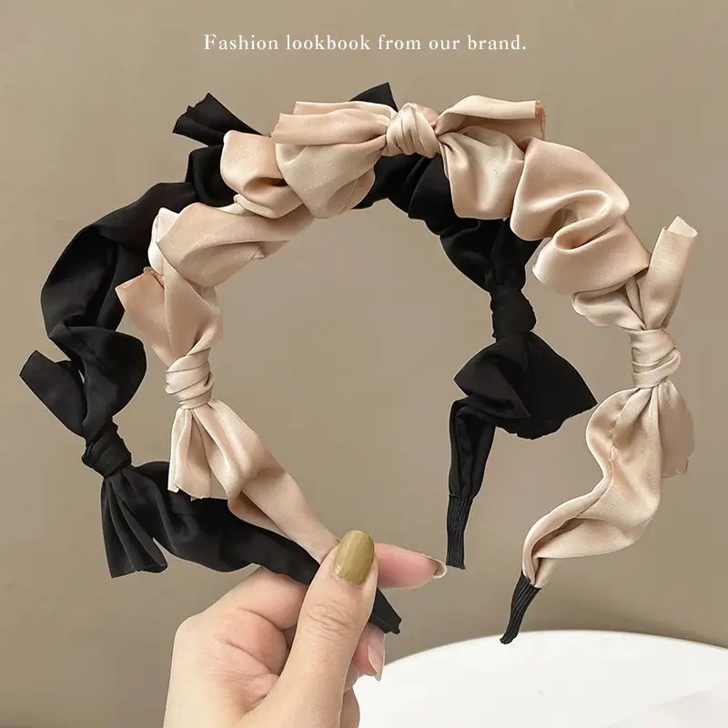 Black Ruffled Bow Hairband for Women Spring Summer — feature 4