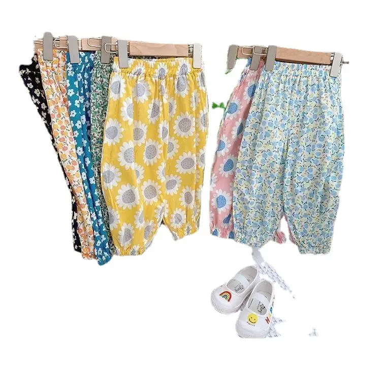 Girls Anti-Mosquito Pants Floral Printed Summer Wear - Image 8