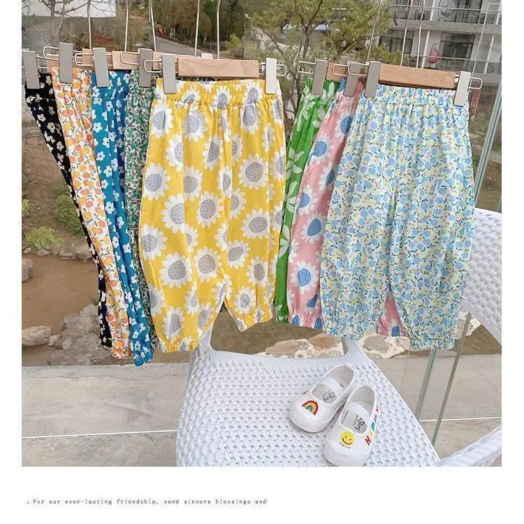 Girls Anti-Mosquito Pants Floral Printed Summer Wear — feature 12