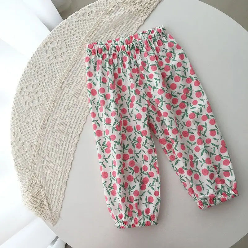 Girls Anti-Mosquito Pants Floral Printed Summer Wear - Image 2