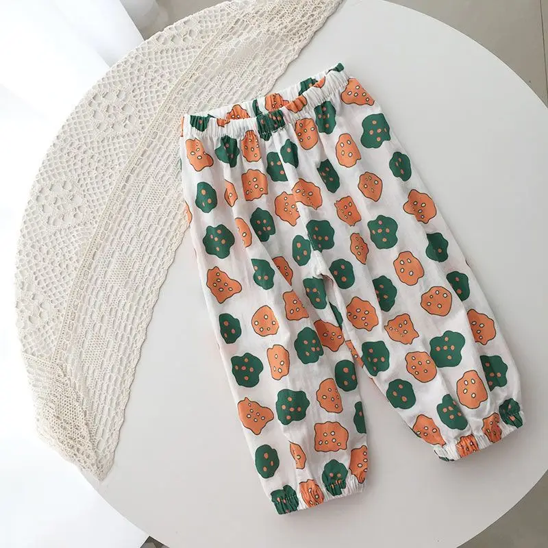 Girls Anti-Mosquito Pants Floral Printed Summer Wear - Image 3