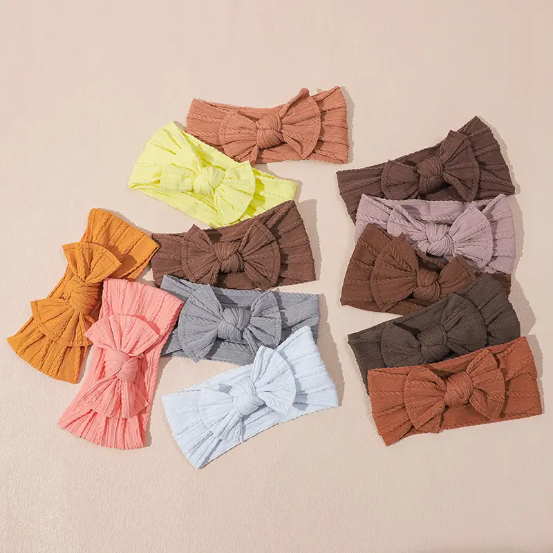 Light Blue Bow Baby Headband with Jacquard Fabric — feature 11