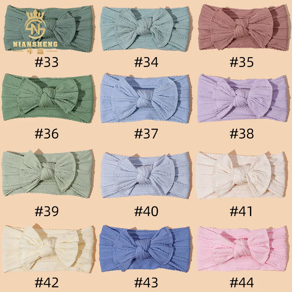 Light Blue Bow Baby Headband with Jacquard Fabric — feature 2