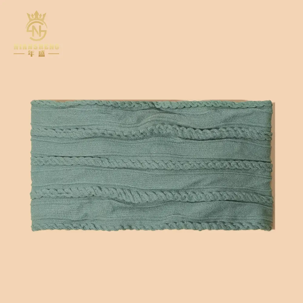 Light Blue Bow Baby Headband with Jacquard Fabric — feature 4