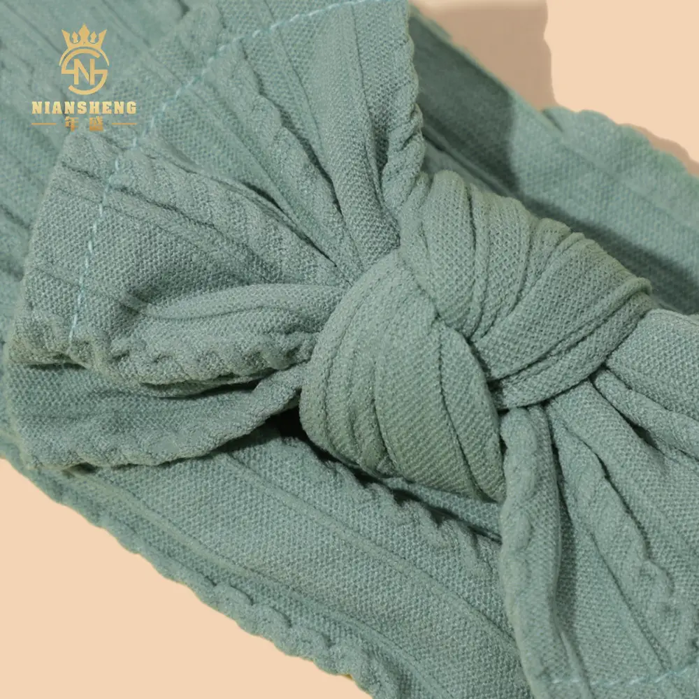 Light Blue Bow Baby Headband with Jacquard Fabric — feature 5