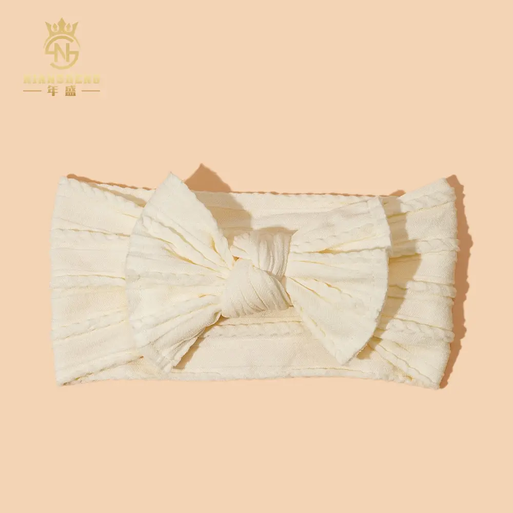 Light Blue Bow Baby Headband with Jacquard Fabric - Image 10