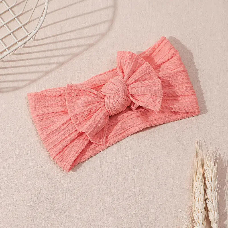 Light Blue Bow Baby Headband with Jacquard Fabric - Image 15