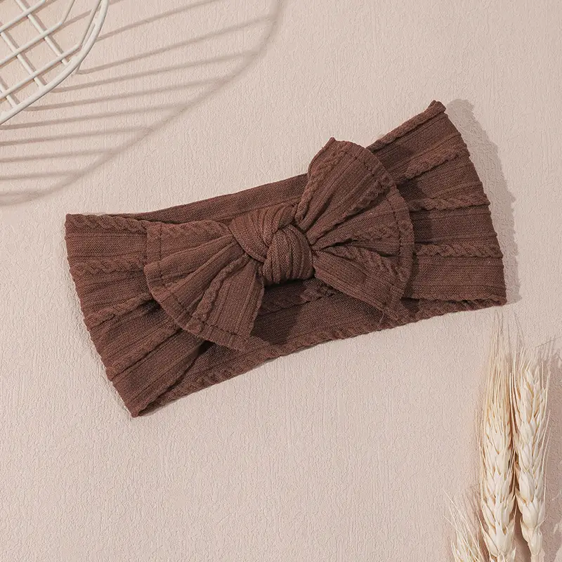 Light Blue Bow Baby Headband with Jacquard Fabric - Image 16