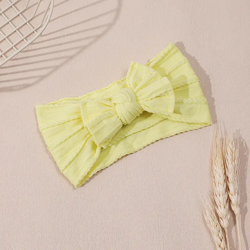 Light Blue Bow Baby Headband with Jacquard Fabric - Image 17