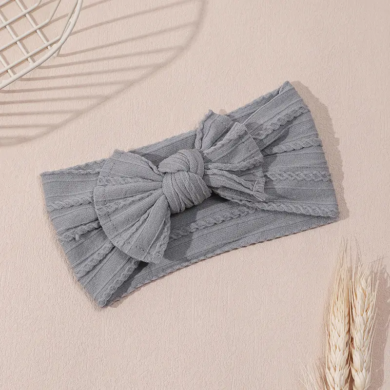 Light Blue Bow Baby Headband with Jacquard Fabric - Image 18
