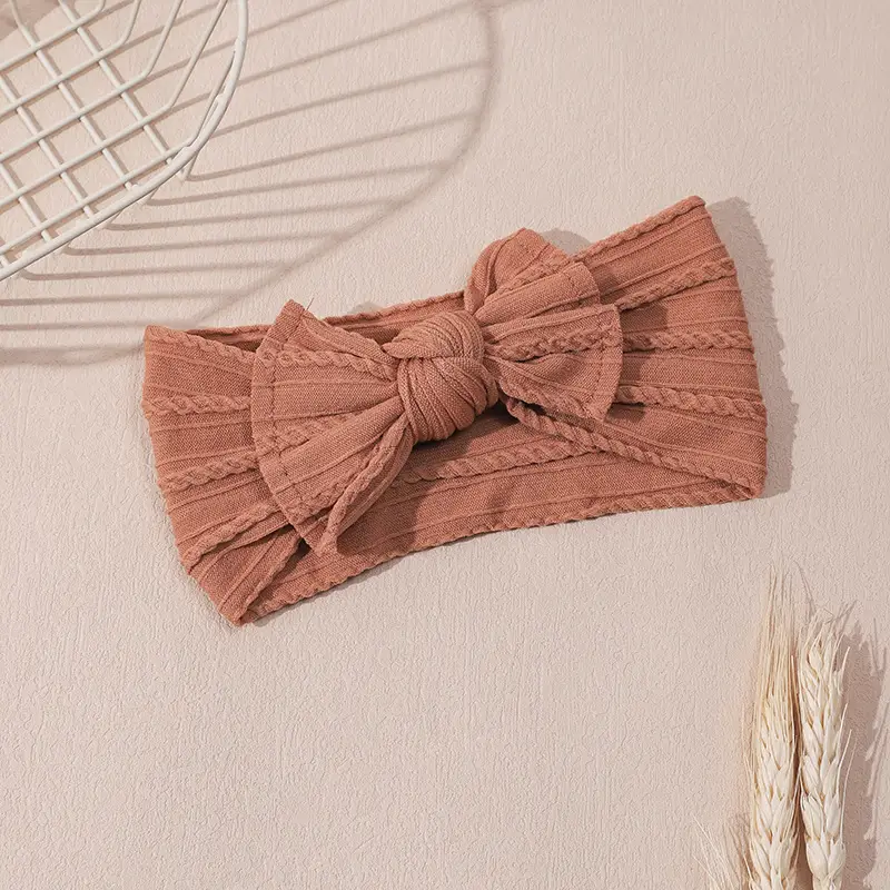 Light Blue Bow Baby Headband with Jacquard Fabric - Image 19