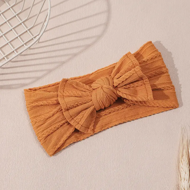 Light Blue Bow Baby Headband with Jacquard Fabric - Image 20