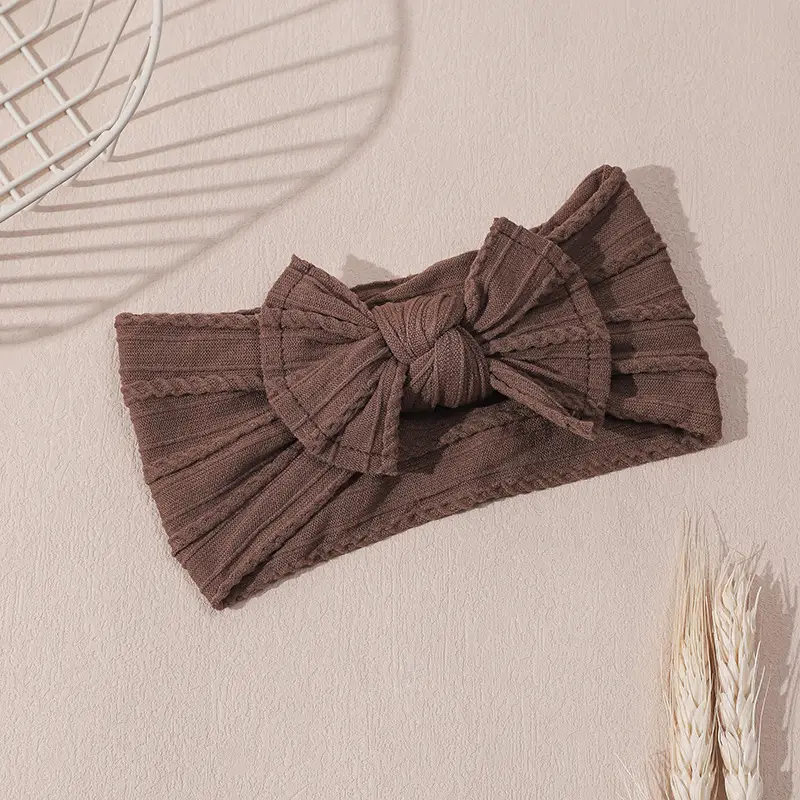 Light Blue Bow Baby Headband with Jacquard Fabric - Image 21