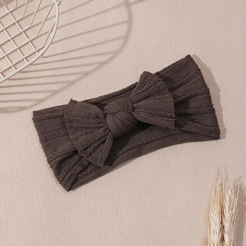 Light Blue Bow Baby Headband with Jacquard Fabric - Image 22