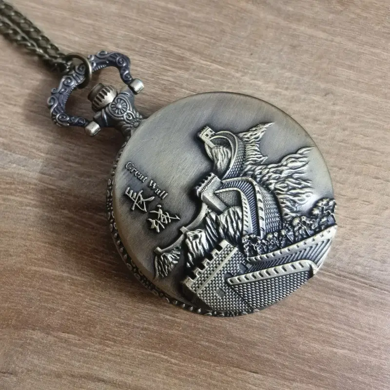 Chinese Long Pocket Watch Bronze Gold Retro Men Women — feature 6