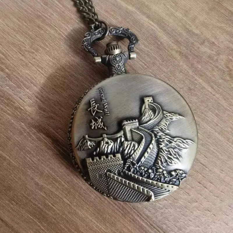 Chinese Long Pocket Watch Bronze Gold Retro Men Women — feature 7