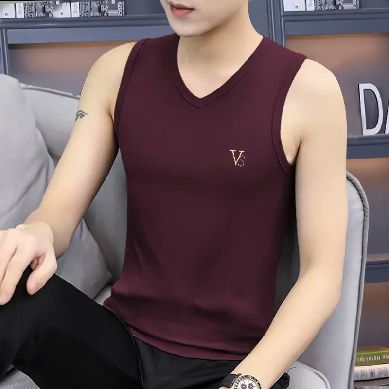 Men's Navy V-Neck Sleeveless Sports Vest - Image 7