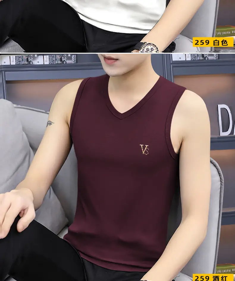 Men's Navy V-Neck Sleeveless Sports Vest — feature 10