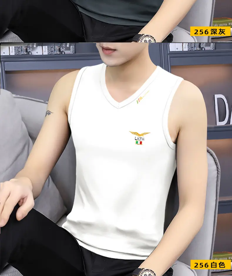 Men's Navy V-Neck Sleeveless Sports Vest — feature 13