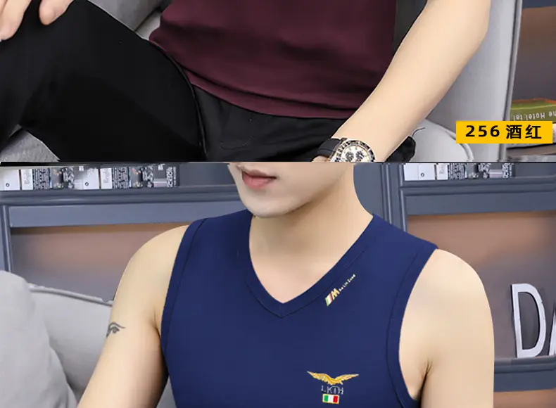 Men's Navy V-Neck Sleeveless Sports Vest — feature 16
