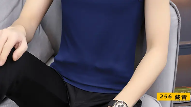 Men's Navy V-Neck Sleeveless Sports Vest — feature 17