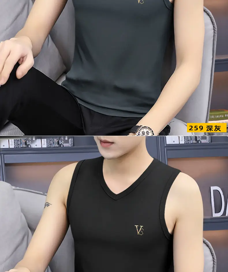 Men's Navy V-Neck Sleeveless Sports Vest — feature 8