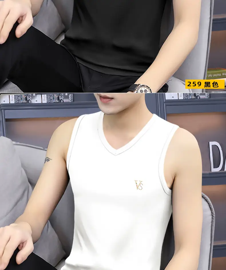 Men's Navy V-Neck Sleeveless Sports Vest — feature 9