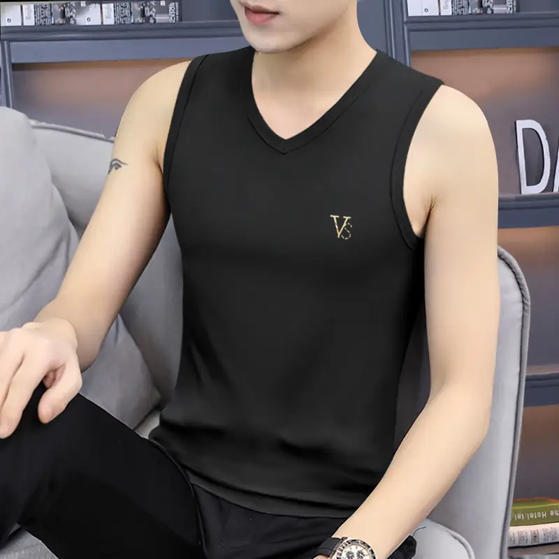 Men's Navy V-Neck Sleeveless Sports Vest - Image 5