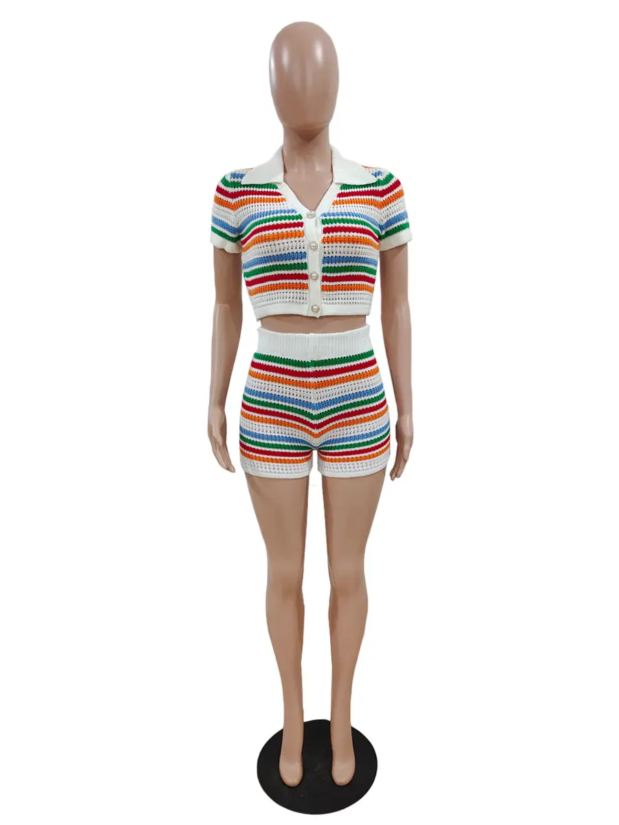 DY6901 2-Piece Knitted Shorts Set for Women — feature 11